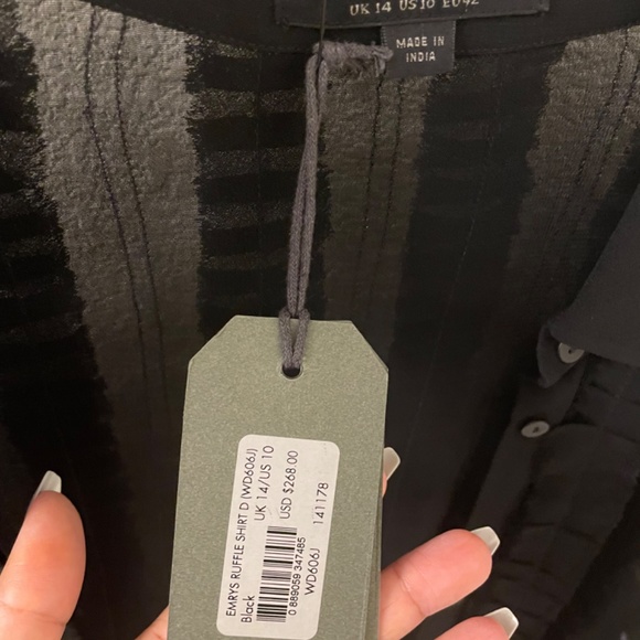 ALL SAINTS Emrys Ruffle Shirt Dress Black Size US10 - Picture 5 of 7